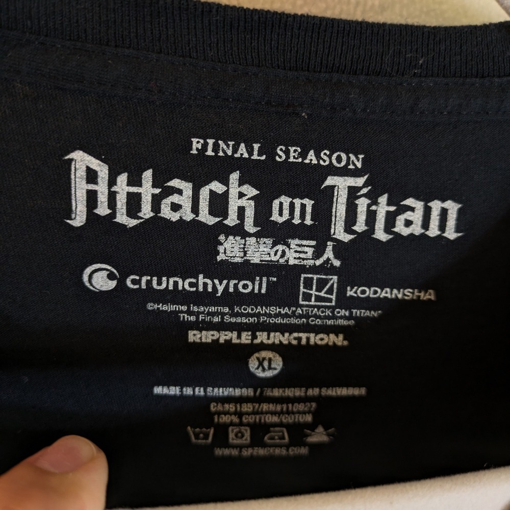 Attack on Titan T-Shirt XL Eren Yeager Final Season Black Anime Graphic Tee - Picture 5 of 8